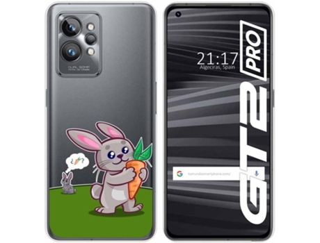 Carcasa para Realme GT 2 Pro 5G TUMUNDOSMARTPHONE Dibujos Transparente Conejo Multicolor