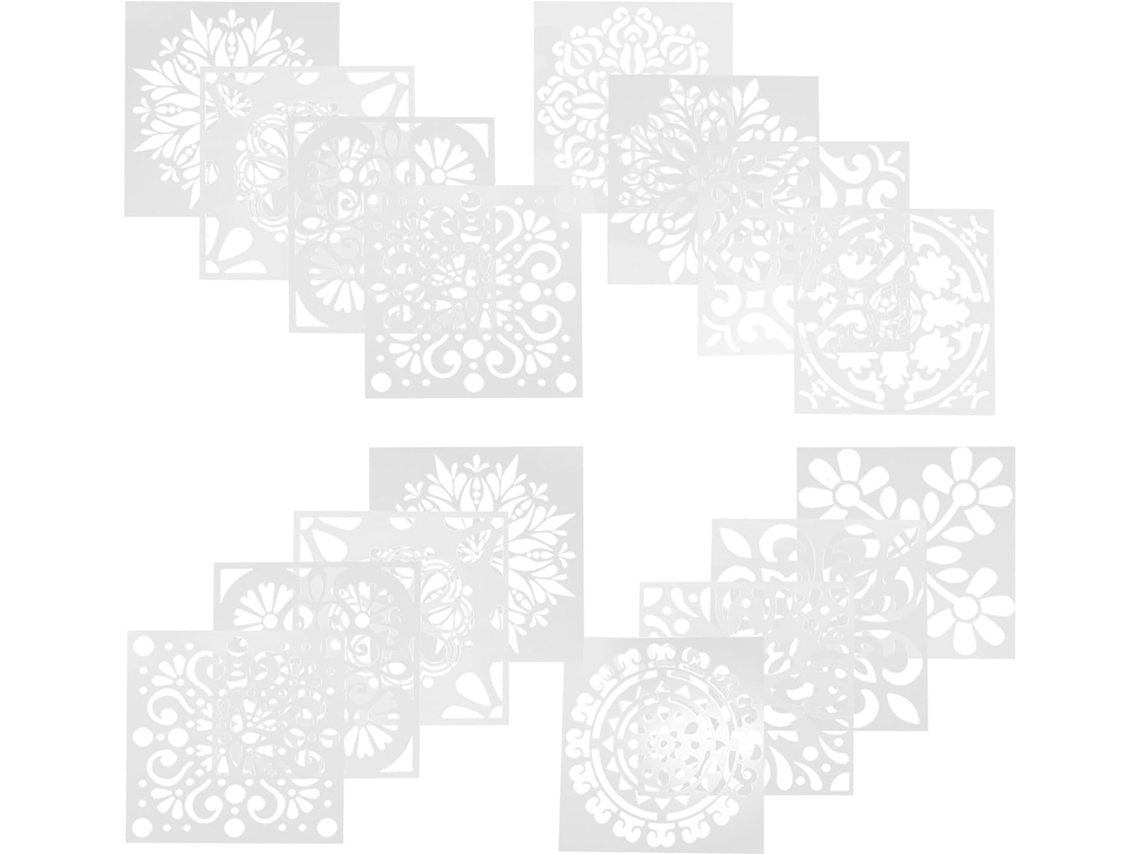 16 Plantillas De Plástico Blanco Para Pintar Mandalas, Seguras Y Bien Diseñadas, 16 Piezas.