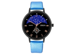 Reloj De Cuero Empresarial Dial Redondo Reloj De Pulsera Pareja Azul De Cuarzo