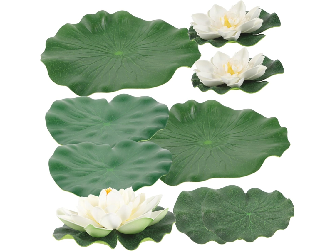Juego De 8 Nenúfares Artificiales Flotantes Para La Decoración De Estanques/piscinas.