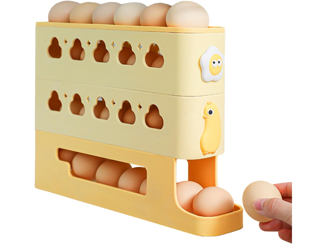 Soporte Para Huevos De Nevera Dispensador De Huevos Giratorio Automático - Bandeja Reutilizable De 3 Niveles Para