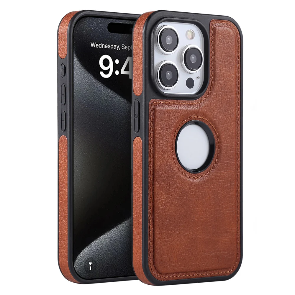 (iphone 16, Marrón) Funda De Lujo Para Iphone De Piel Sintética Para Negocios