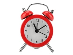Rebe-reloj Despertador Digital Mini De Metal Portátil Con Batería Exquisito Para Estudiante Rojo 3pulgadas