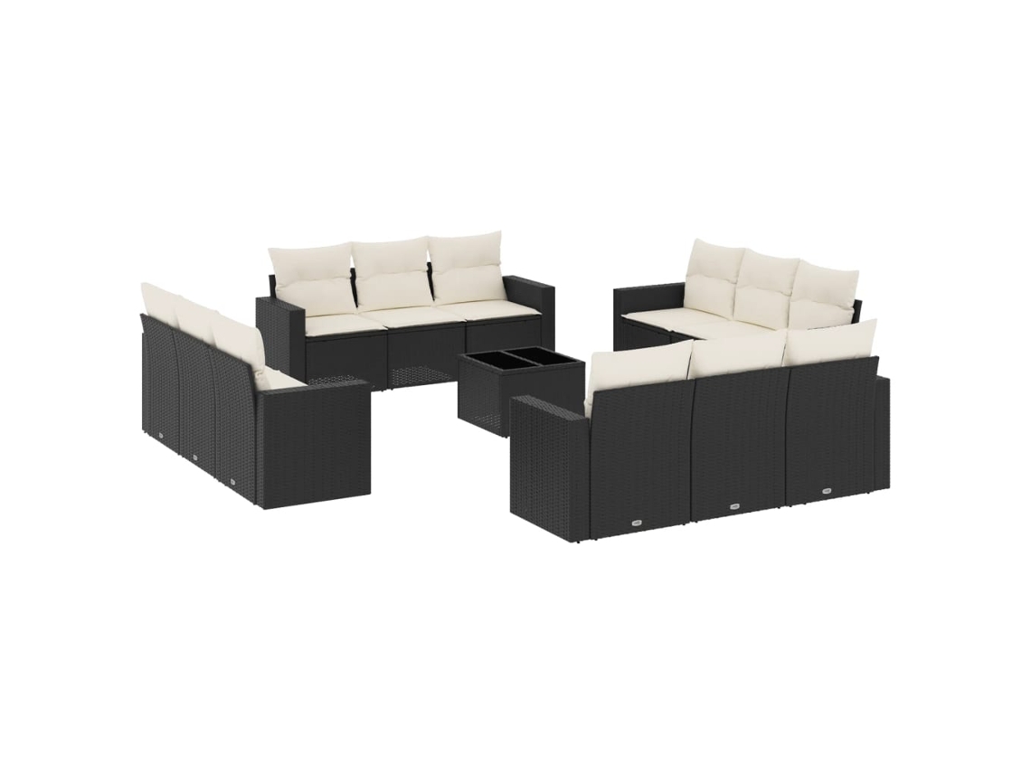Maison Exclusive - Set De Sofás De Jardín Y Cojines 13 Pzas Ratán Sintético Negro
