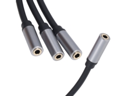 Cable Adaptador Aux Hifi Divisor Estéreo De 3,5 Mm Hembra A 3 Hembras, 0,3 M, Con Conectores Chapados En Oro Y Platino.