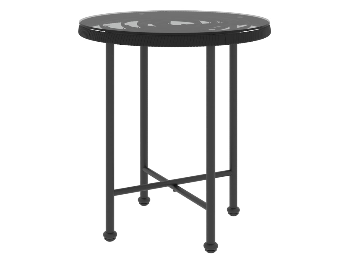 Maison Exclusive - Mesa De Comedor De Vidrio Templado Y Acero Negro Ø50 Cm