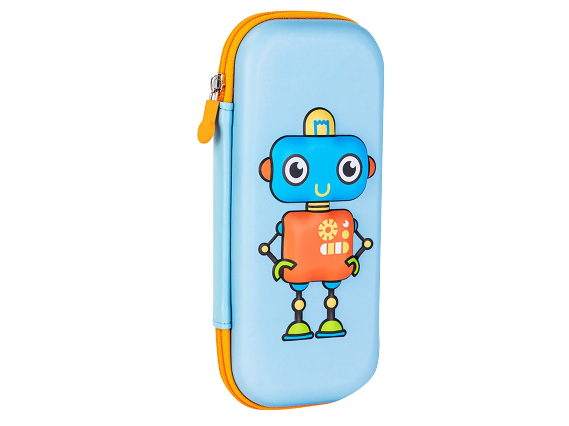 Estuche De Lápices Robot 3d Para Niños Niñas, Estuche De Dibujos Animados Eva, Capacidad Grande, Portátil, Azul Claro