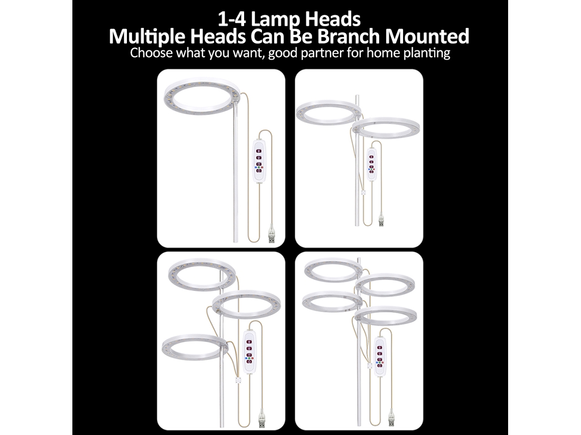 Lámparas Led De Espectro Completo Para Cultivo De Plantas De Interior, Con 20 Led, Temporizador De 8h/12h/16h Y 5 Niveles Ajustables.