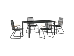 Conjunto De Comedor De Jardín 5 Uds | Mueble De Jardín Negro