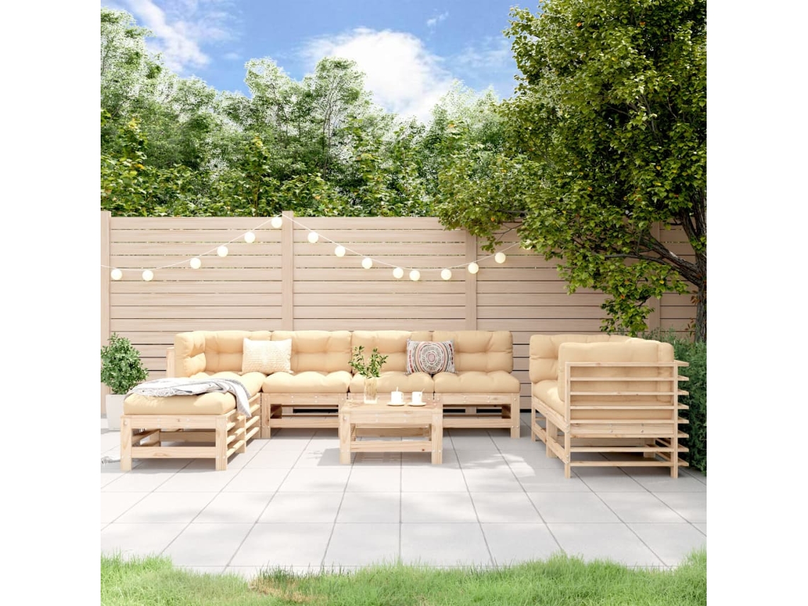 Conjunto de salón de jardín de 2 piezas de pino macizo Dkd Home Decor