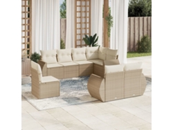 Conjunto de sofá de jardín con cojines, mimbre beige PE Dkd Home Decor