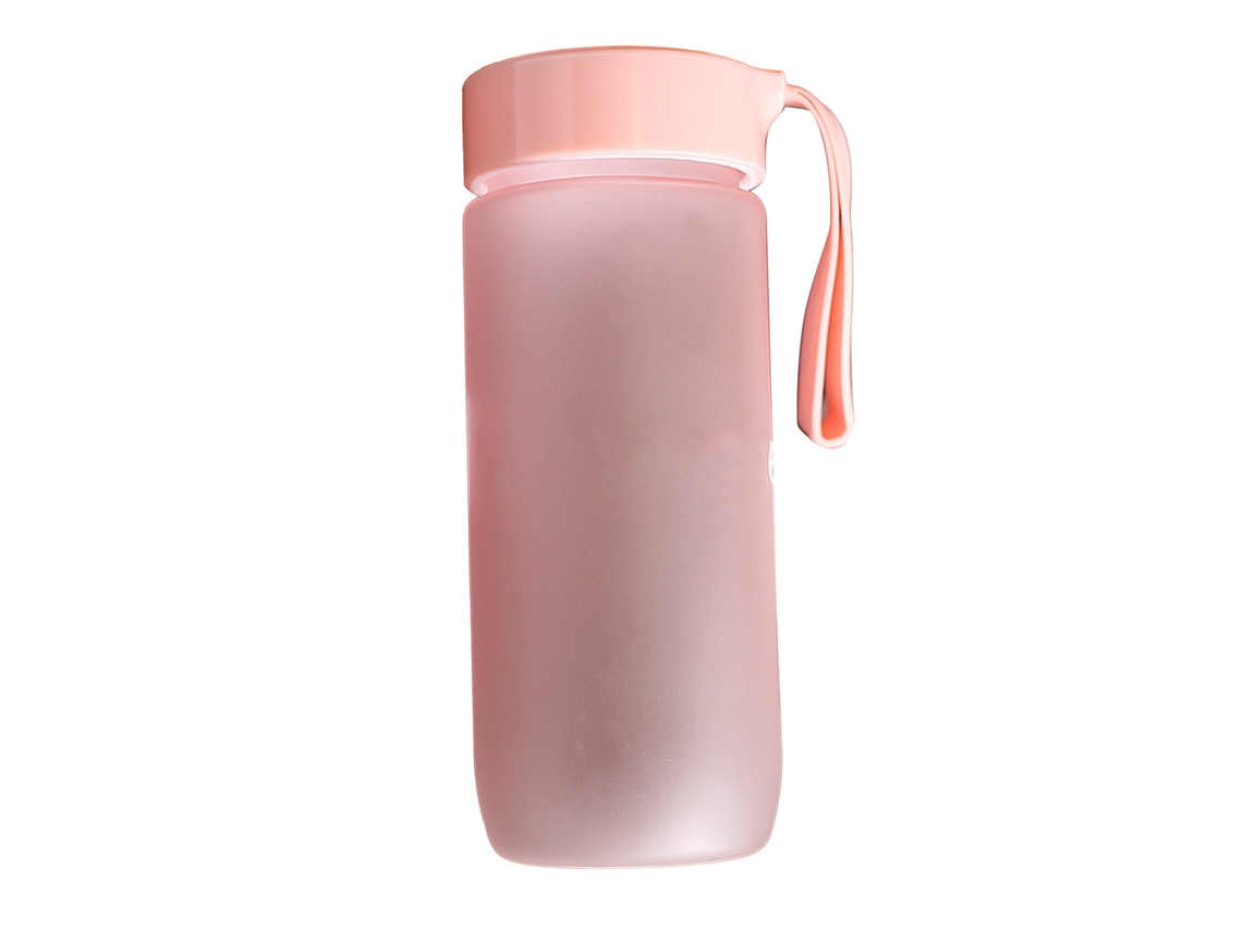 Botella De Agua De Plástico Reutilizable De 600 Ml, A Prueba De Fugas, Con Acabado Mate Y Correa, Ideal Para Deportes, Gimnasio Y Viajes - Rosa