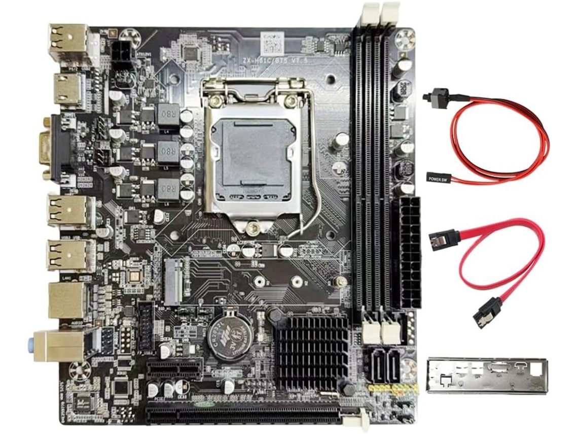 Kit De Placa Base H61 Con Arquitectura Lga1155, 2 Ranuras De Memoria Ddr3, 6 Puertos Usb Para