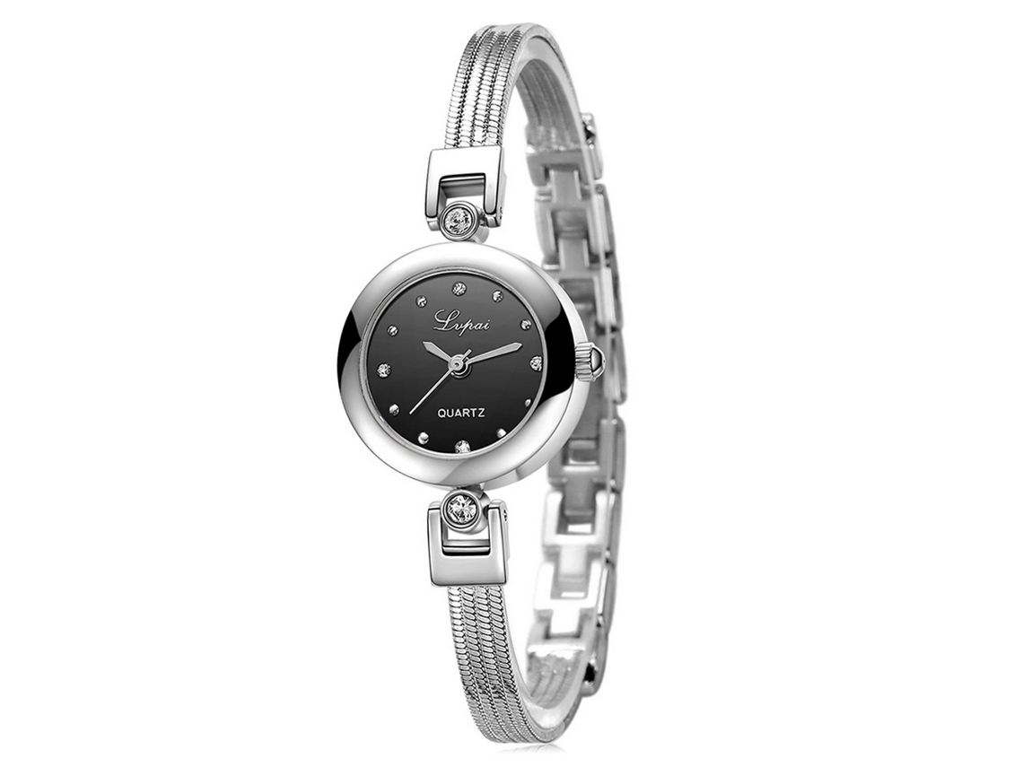 Relógio feminino analógico de quartzo com pulseira PU e numerais arábicos simples, modelo Gaiety Preto.
