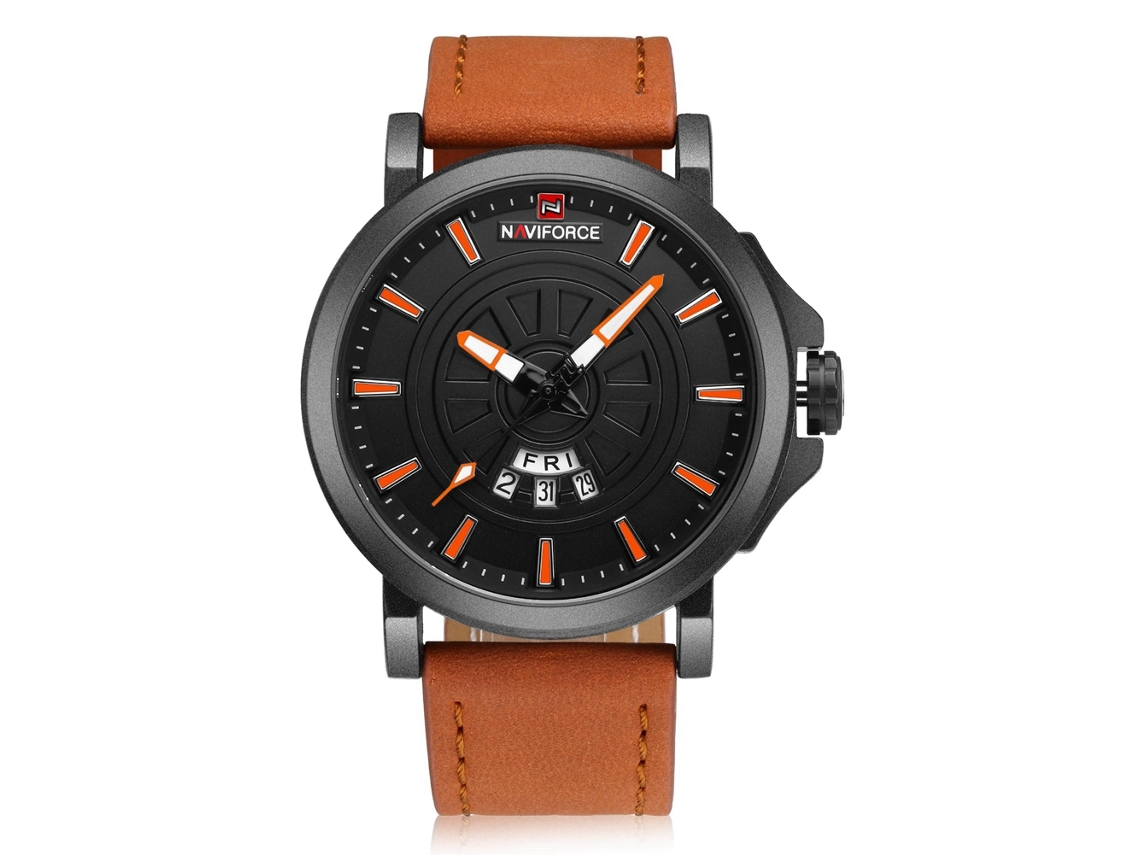 Reloj De Cuarzo Para Hombre Con Elegante Correa De Cuero, Resistente Al Agua Y Con Calendario.