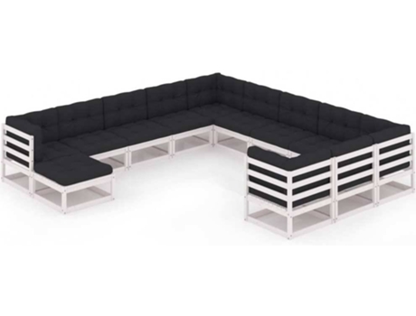 Conjunto 12 de muebles de jardín VIDAXL con cojines madera pino blanco