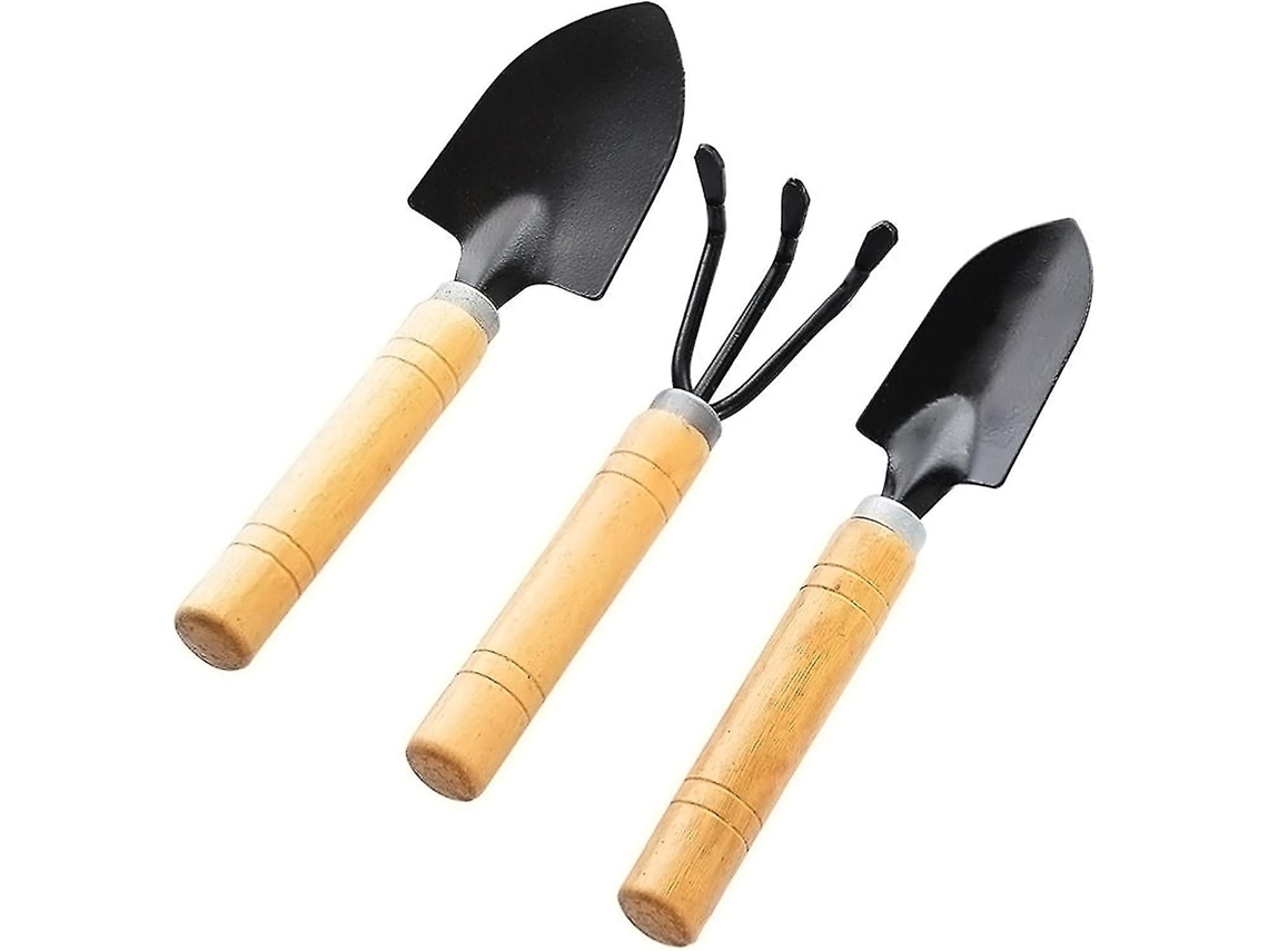 Set Herramientas Jardín Mini, 3 Piezas Mango Madera, Antirrojo, Plantas En Maceta