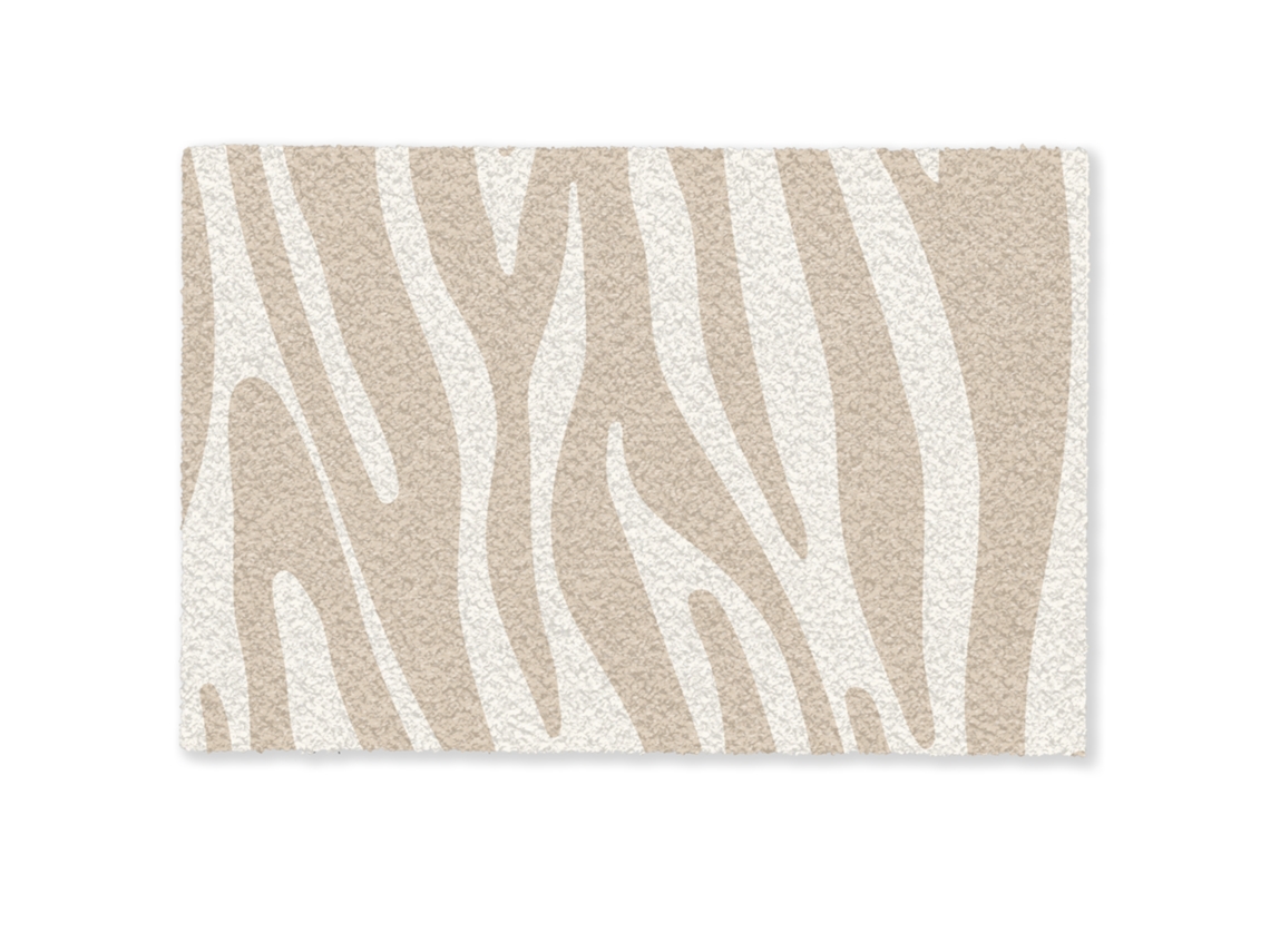 Felpudo Estampado Cebra - Beige - Blanco - Animal Print 90x60