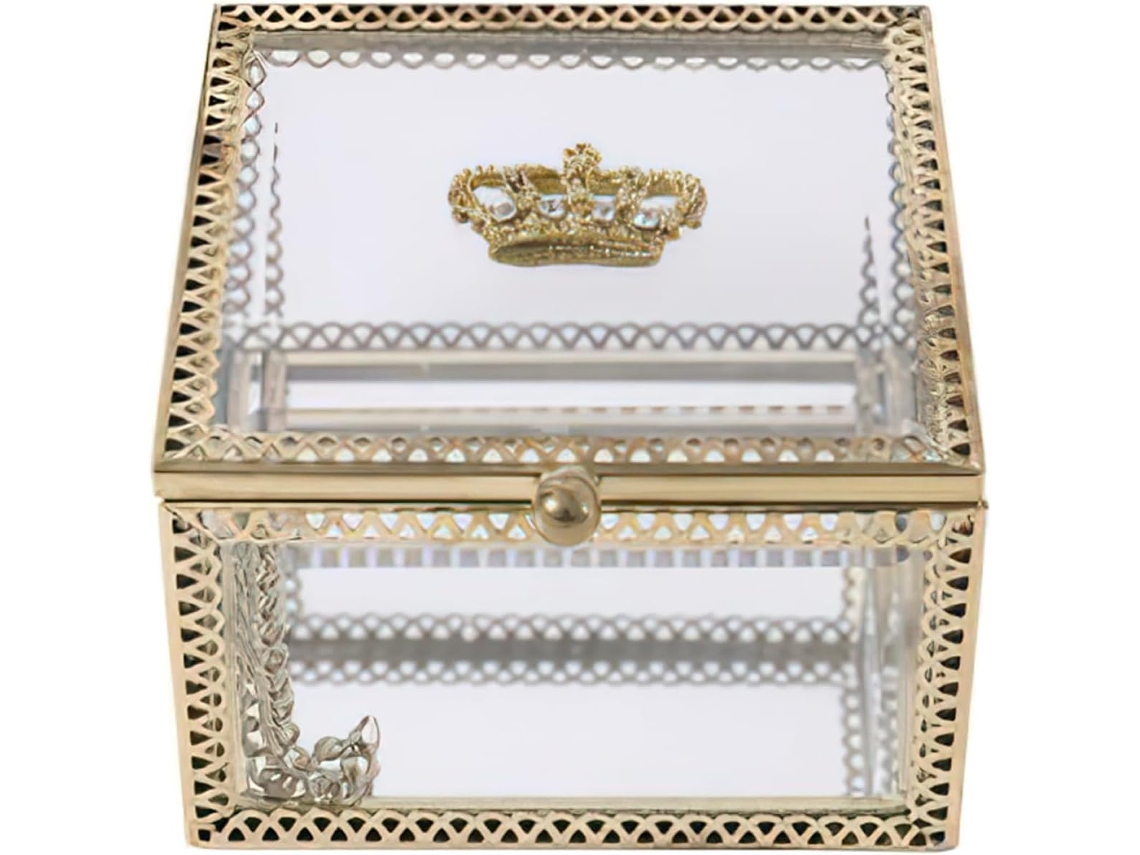Joyero Cristal Transparente Elegante Guardar Anillos Colgantes Pequeños Tesoros Decorativa Exhibición