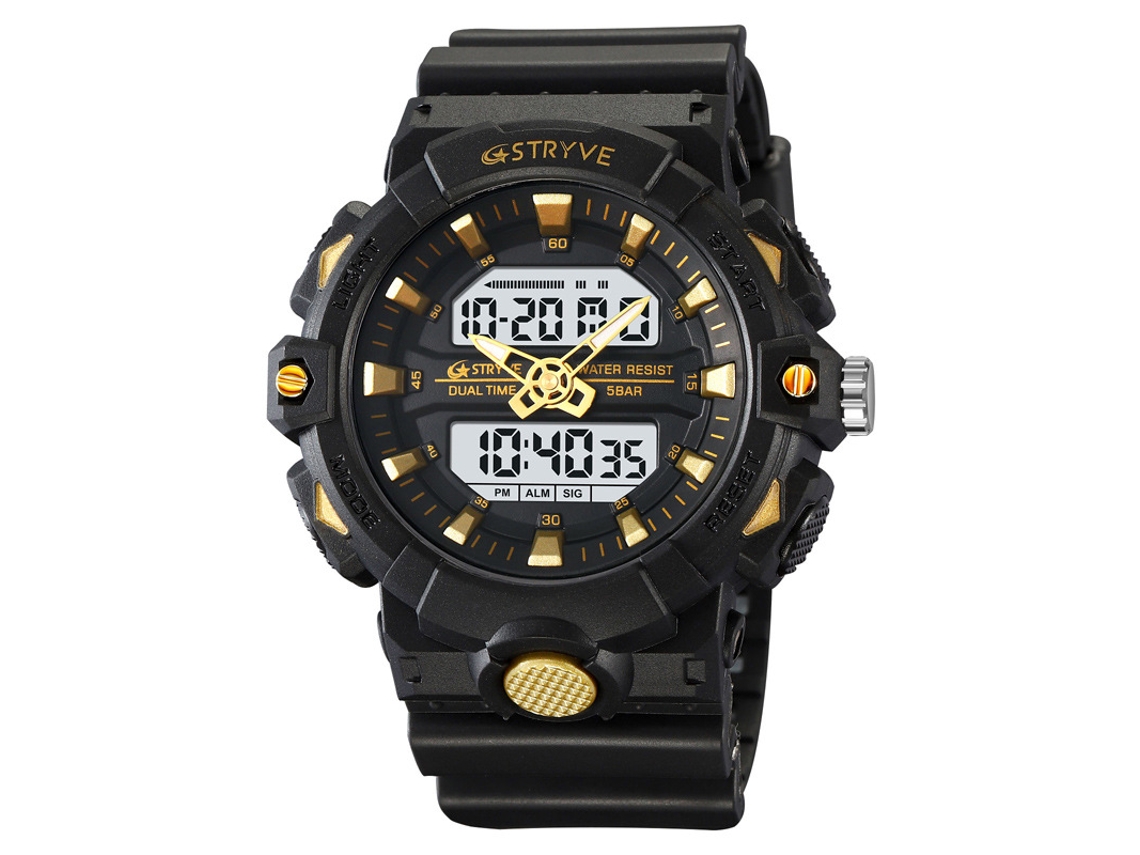 Reloj Deportivo De Moda Para Hombre (dorado), Resistente Al Agua, Con Doble Pantalla, Luz Luminosa Y Cronógrafo Electrónico Multifunción.