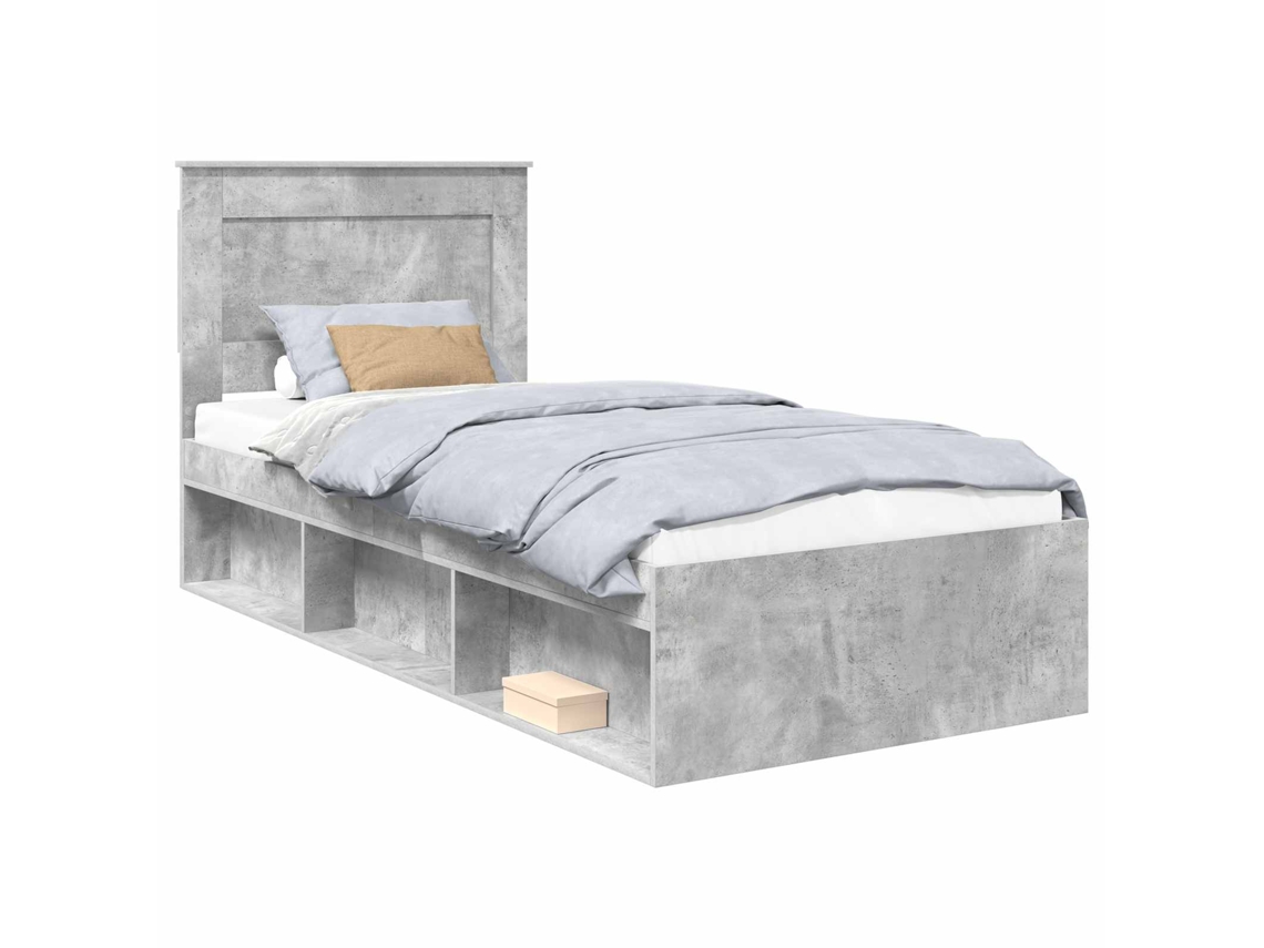 Maison Exclusive - Estructura De Cama Concreto 90 X 200 Cm Madera De Pino Macizo