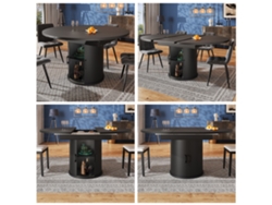 Mesa Extensible Redonda 118-158 Cm - Mesa De Comedor, Extensible A Ovalada, Capacidad 6 Personas - Nogal/negro