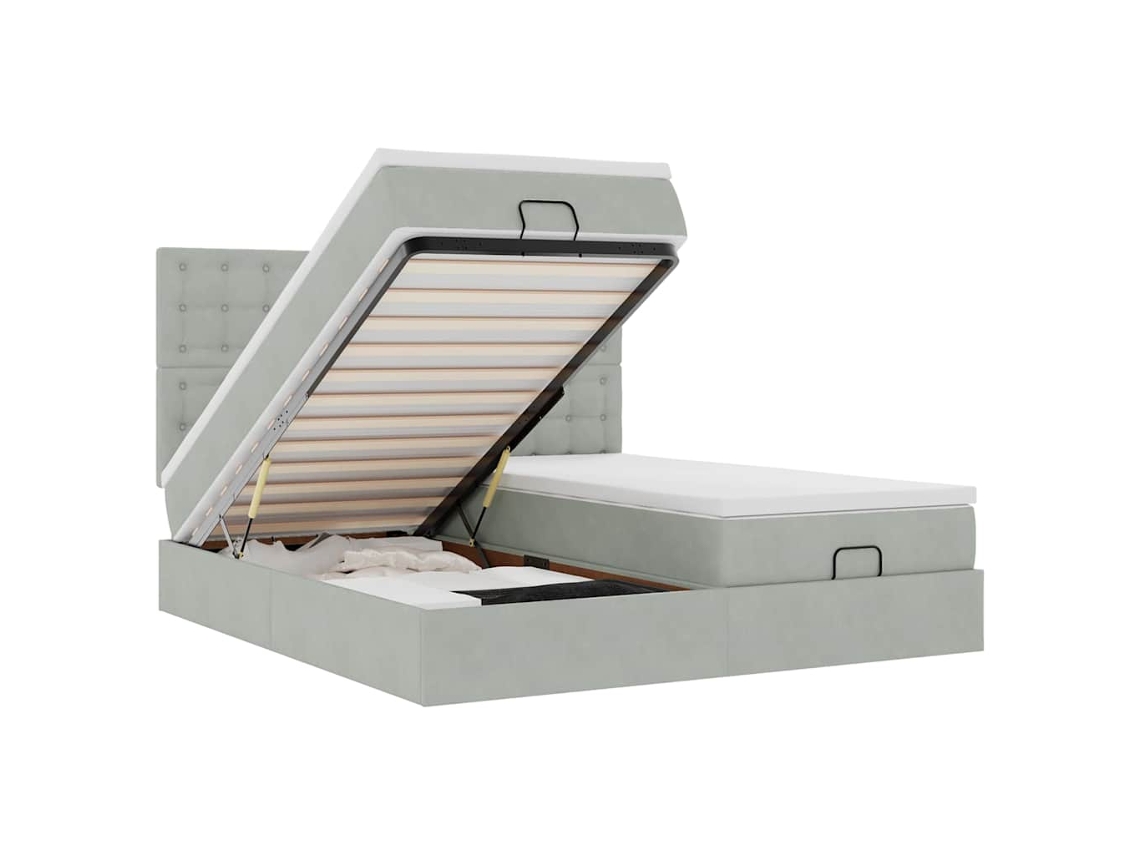 Maison Exclusive - Estructura Cama Otomana Colchones Terciopelo Gris Claro