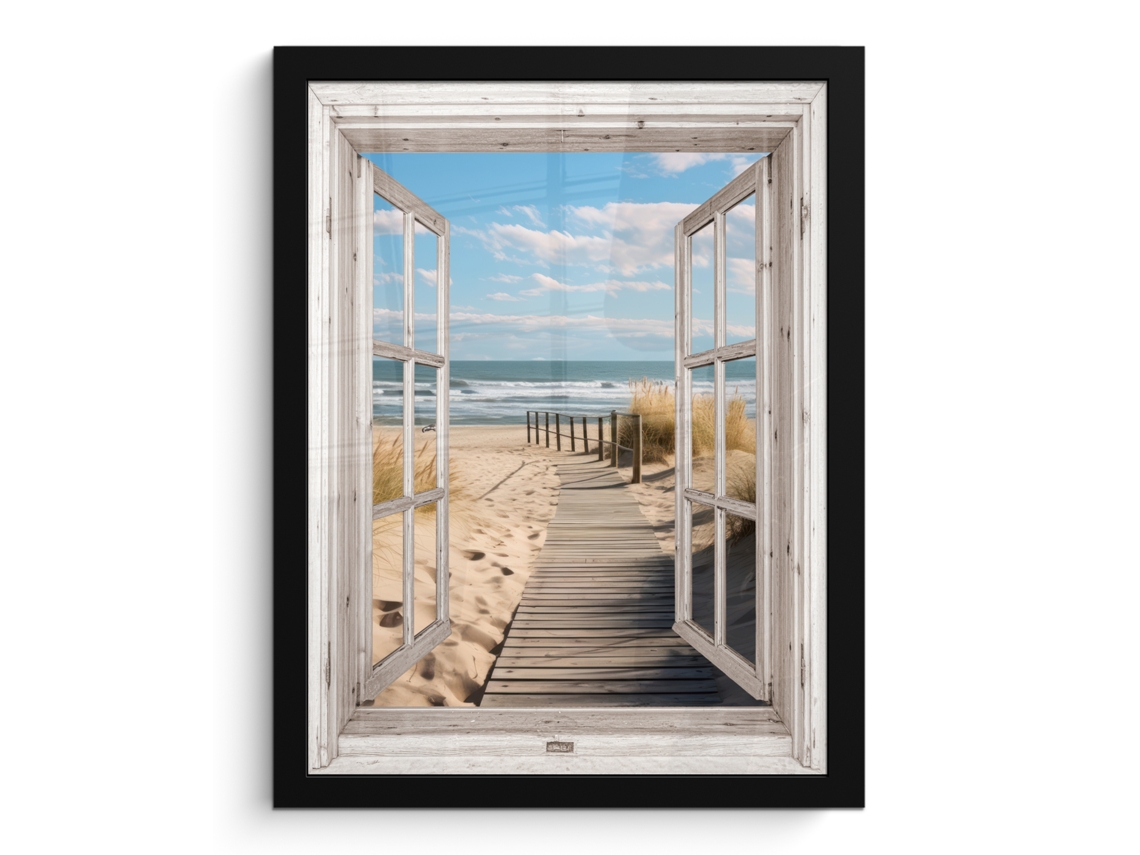Póster Enmarcado Ventana - Mar - Costa - Naturaleza - Vista - Playa - Mar De Wadden 30x40 Cm