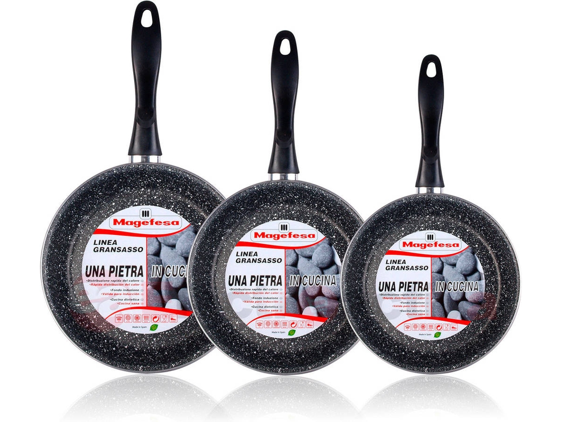Set Juego 3 Sartenes MAGEFESA 20-24-28 cm, Inducción