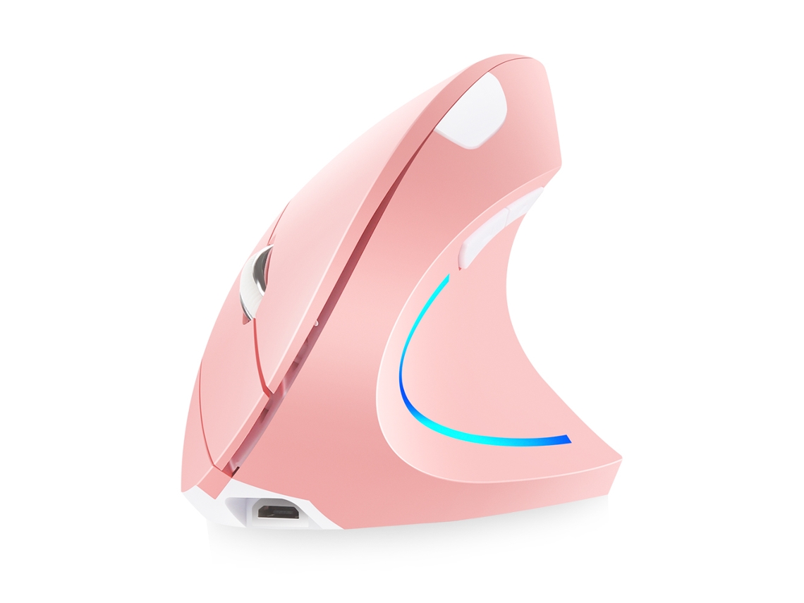 Ratón Vertical Inalámbrico Recargable (rosa) 2.4g, Diseño Ergonómico, Con Iluminación Rgb Y Dpi Ajustable De 3 Niveles.