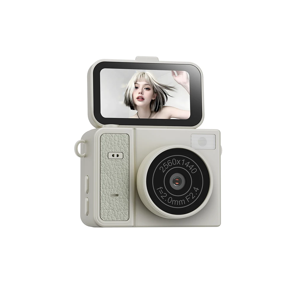 Minicámara De Acción Con Pantalla Abatible De 1,47 Pulgadas (gris, 16 Gb) - Estilo Retro - Videocámara Ultracompacta 2k