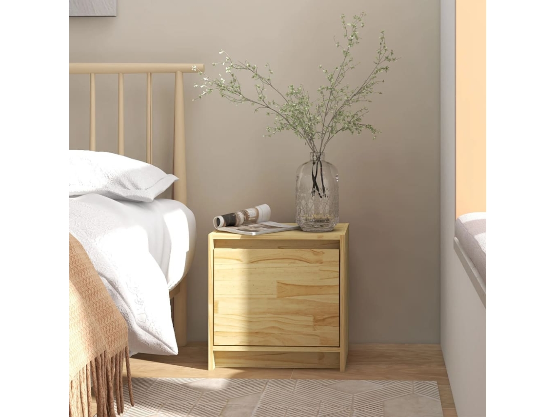 Mesita de Noche 40X30,5X40 Cm Madera de Pino Maciza