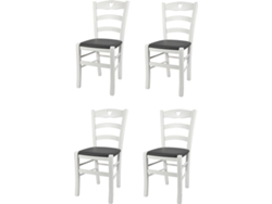 Conjunto de 4 Cadeiras T M C S Cuore 252LBI-PN623 (Branco - 88x43x46 cm - Madeira)