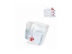 Relaxdays Conjunto De 4 Bidões Dobráveis, 5 L, Torneira, Tampa De Rosca, Pega De Transporte, Transparente/vermelho