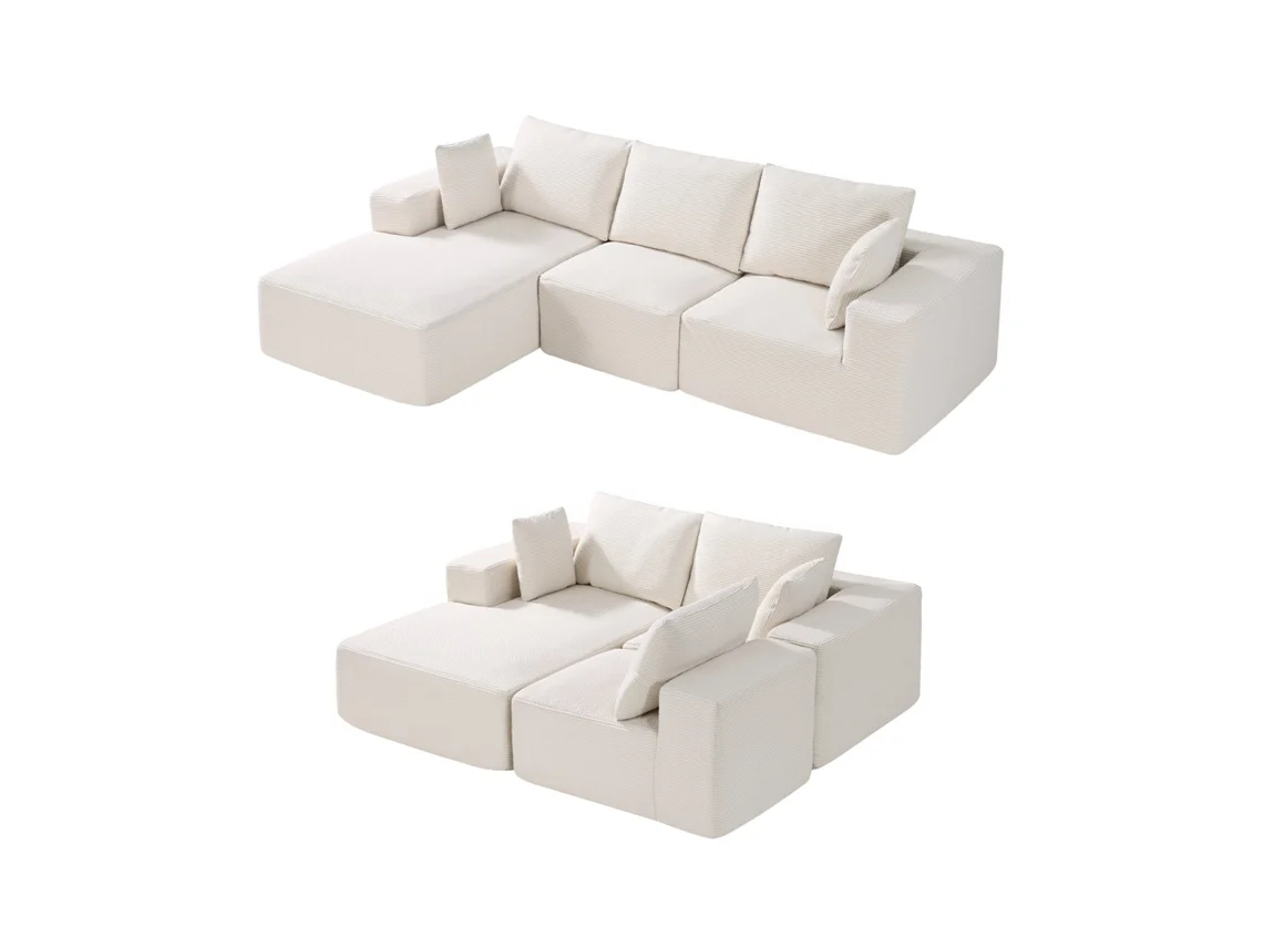 Vevor Sofá Modular Seccional En Forma De L 2680 X 1650 X 570 Mm Con Cojín, Beige