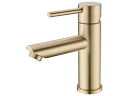 Grifo De Lavabo Con Repisa 002 En Latón Dorado Cepillado Colección Scamandre
