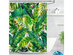 Cortina de ducha con hojas verdes tropicales, diseño de hojas de plátano y palmera, 180 cm x 200 cm, Jortmrd