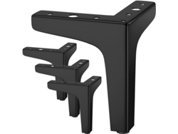 2026-conjunto De 4 Patas De Mueble Metálicas Triangulares 10cm, Carga Hasta 800kg, 16 Tornillos Y 4 Protectoras, Negras