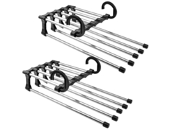Perchas para pantalones, perchas ahorradoras de espacio, 2 perchas de acero inoxidable, extensibles, percha mágica Neveance