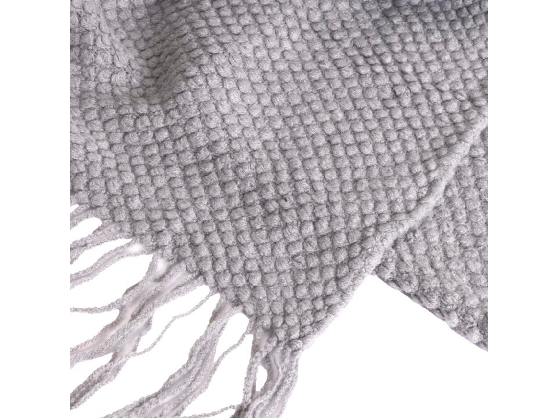 Manta Plaid Gris Claro Texturizado Con Flecos 130x170cm Denarla