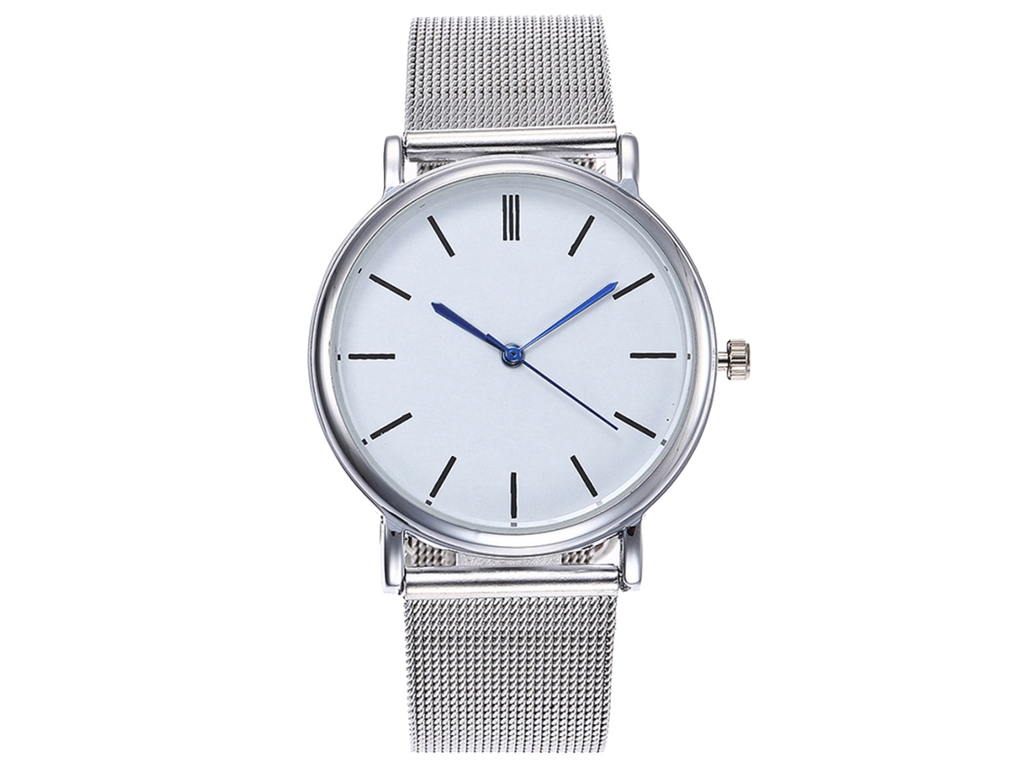 Reloj De Pulsera Analógico Redondo De Aleación, De Moda, Con Movimiento De Cuarzo, Plateado.