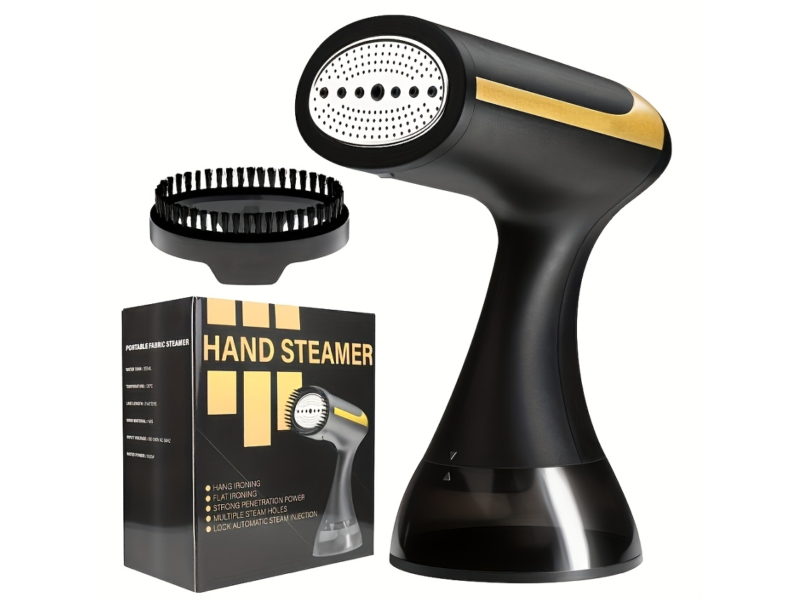 Plancha de vapor portátil, calentamiento rápido en 20 segundos, 1100 W, color negro