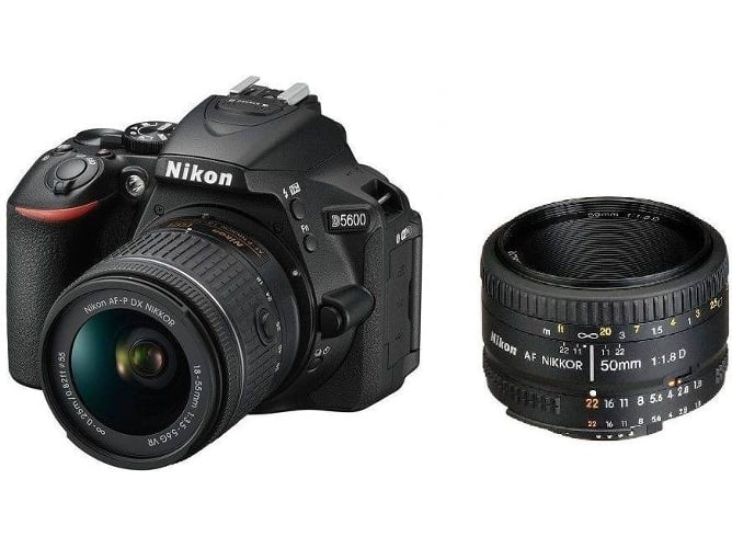 Kit Cámara Réflex NIKON D5600 AF-P 18-55MM F3.5-5.6G VR + AF 50MM F1.8D