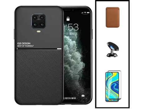 Kit Funda Magnetic Lux, Magnetic Wallet Márron, 5D Full Cover y Soporte Magnético de Coche Xiaomi Redmi Note 10 Lite PHONECARE Negro