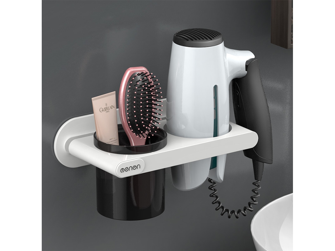 Soporte De Pared Para Secador De Pelo Con Vaso Organizador Para Baño, Peluquería Y Hogar.