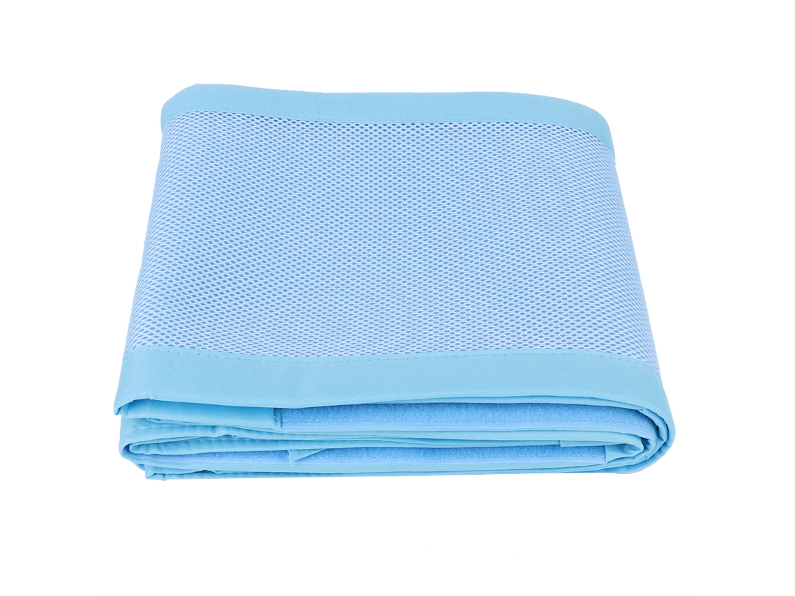 Protector De Seguridad Ajustable De Malla Transpirable Para Cuna De Bebé, Color Azul.