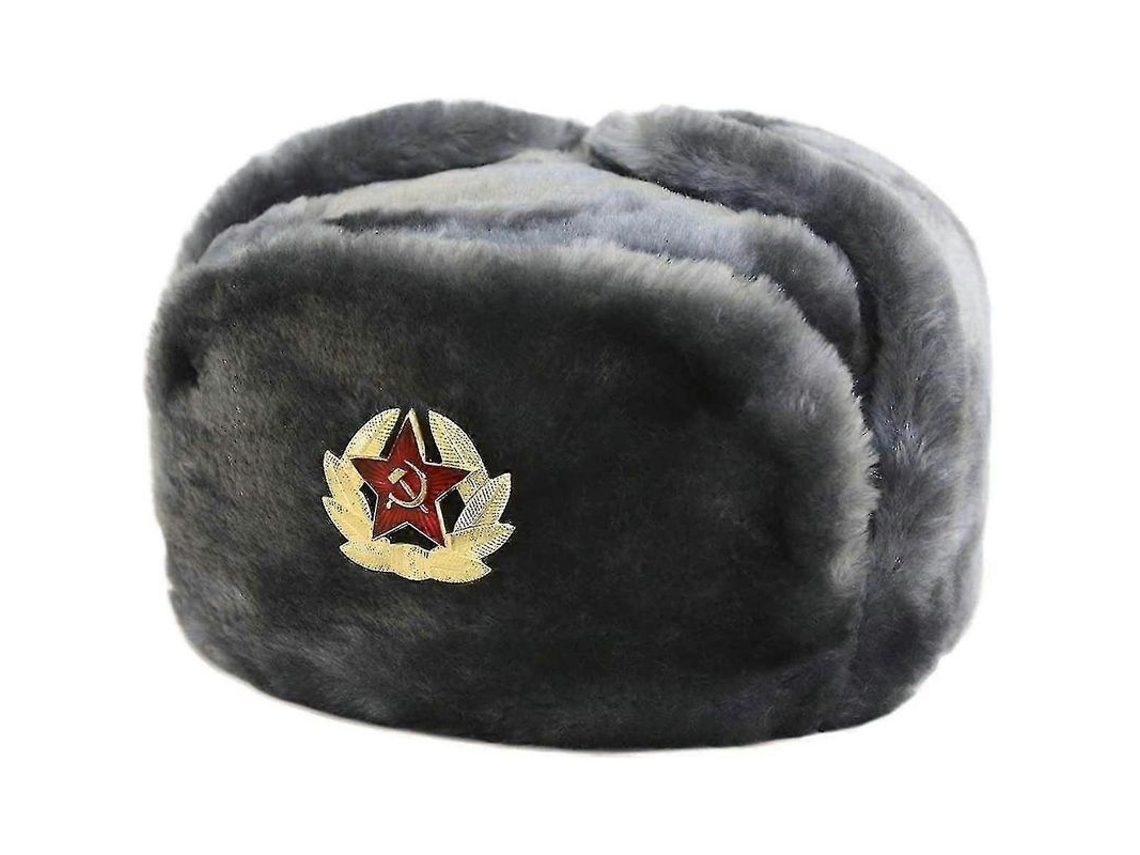 Gorro Ruso De Trampero - Gorro Ushanka Cosaco Con Solapas De Piel Sintética Y Emblema Soviético. Talla Única.