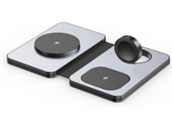 Estación De Carga Inalámbrica 3 En 1, Cargador Inalámbrico De Viaje Plegable Para Iphone 15/14/13/12/11/x/8, Soporte De Carga Magsafe (gris)