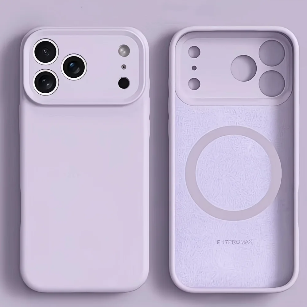 (morado Claro) Funda Magnética De Silicona Líquida Para Iphone 14 Plus, Compatible Con Carga Inalámbrica Magsafe.