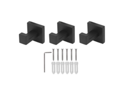 3 ganchos de pared de acero inoxidable con tornillos para ropa y toallas.